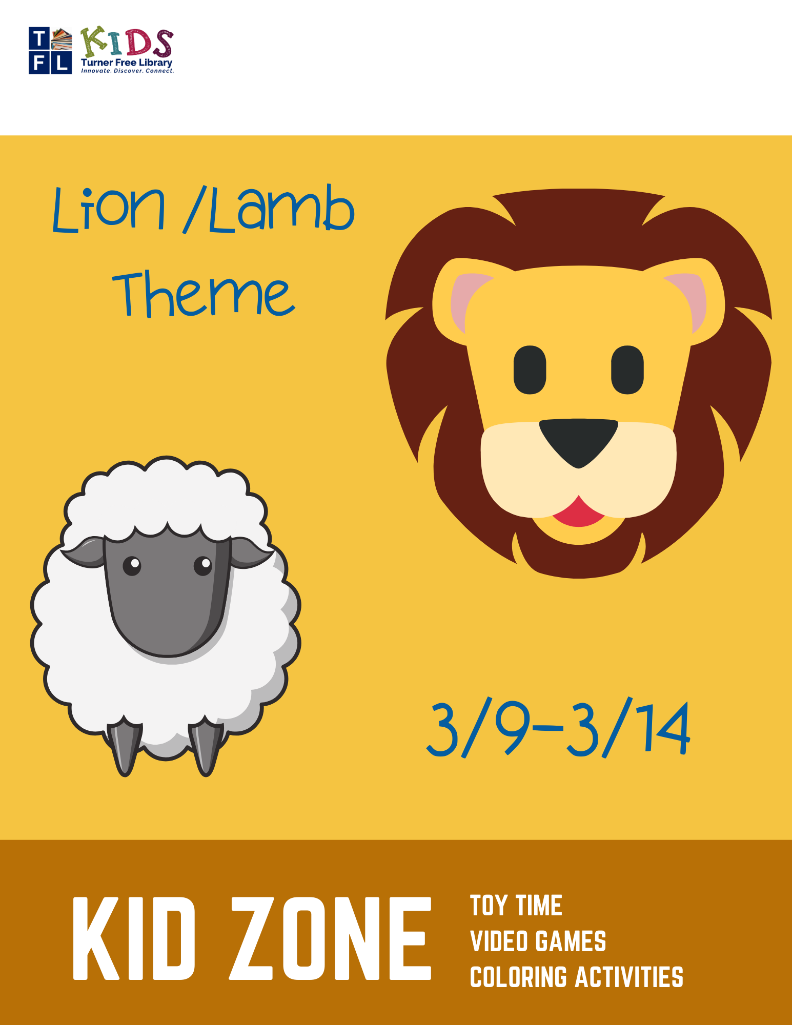 Kid Zone - Lion & Lamb Week | Turner Free Library