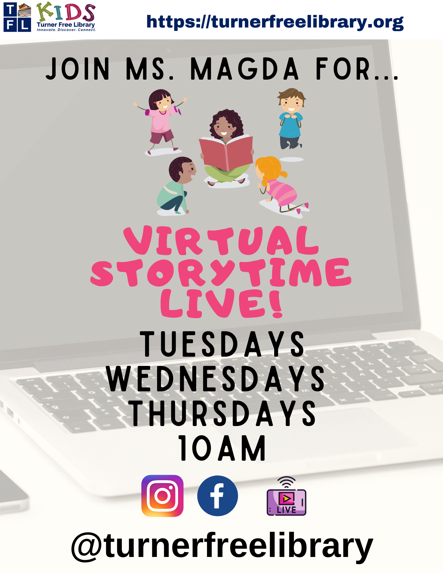 Virtual Storytime Live flyer