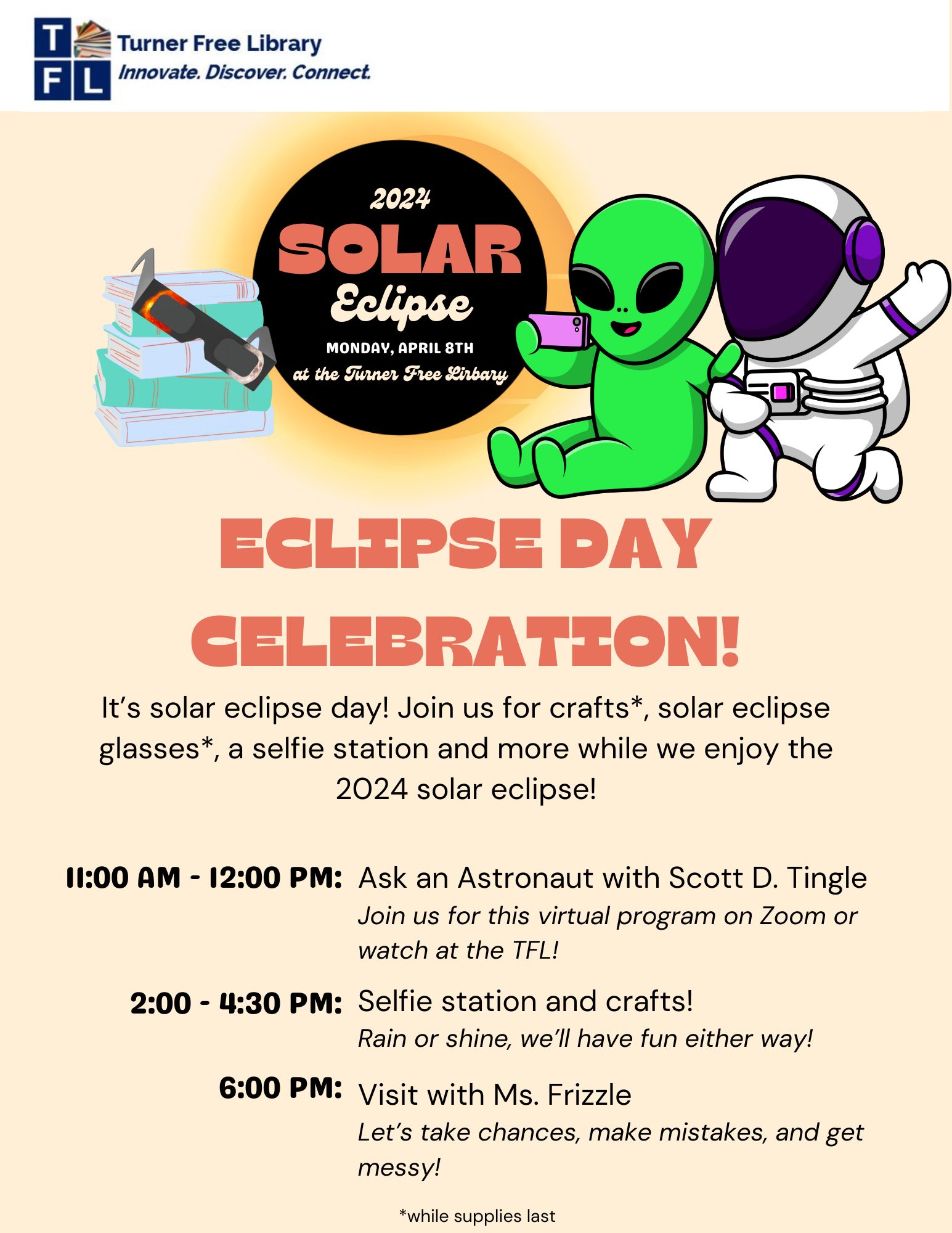 Solar eclipse day celebrations will include a selfie station and crafts