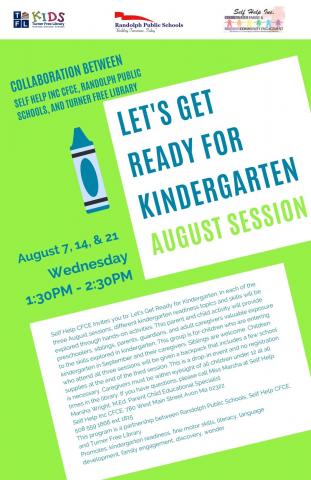 Let S Get Ready For Kindergarten August Family Session Turner Free Library