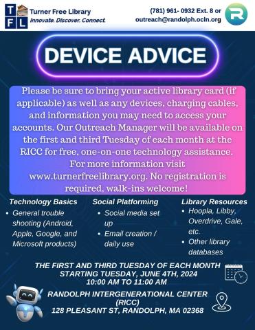  Informational flyer offering advice on a range of devices and functions. 