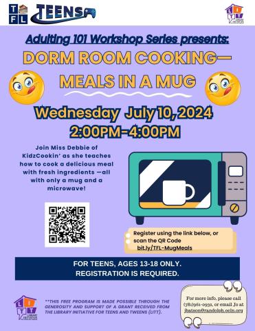 dorm room cooking : meals in a mug July 10 from 2-4pm