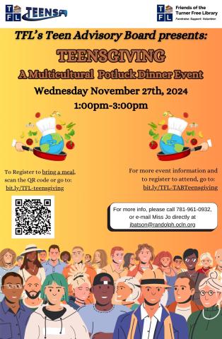 Teensgiving MultiCultural PotLuck Dinner Event Wednesday November 27, 2024 from 1:00pm-3:00pm