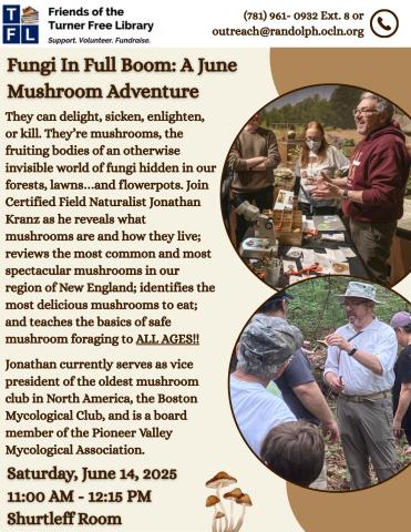 Mushroom Flyer for Jonathan Kranz in various shades of brown for June 14th, 2025 at 11:00 AM 