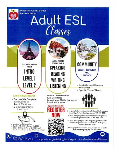 Flyer for ESL classes 