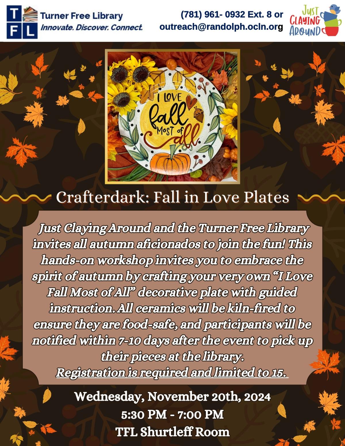 A beautifully designed flyer with fall-themed plates, celebrating love and connection in a seasonal context.