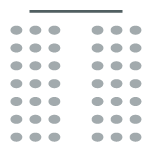 Two sections of seating with screen at front